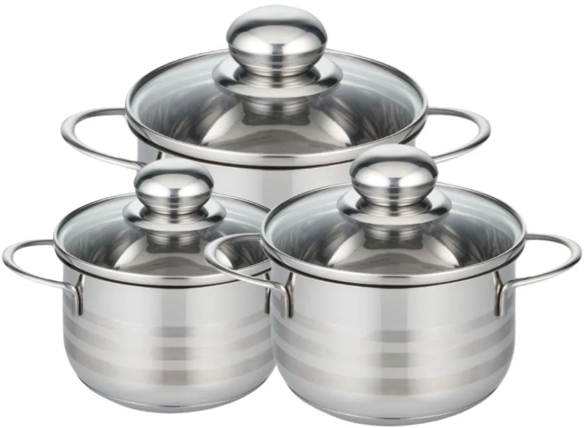 Set van 3 kookpotten 16, 20 en 24 cm in roestvrij staal zonder PFAS Elo Brillant van Fackelmann in Grijs – productfoto