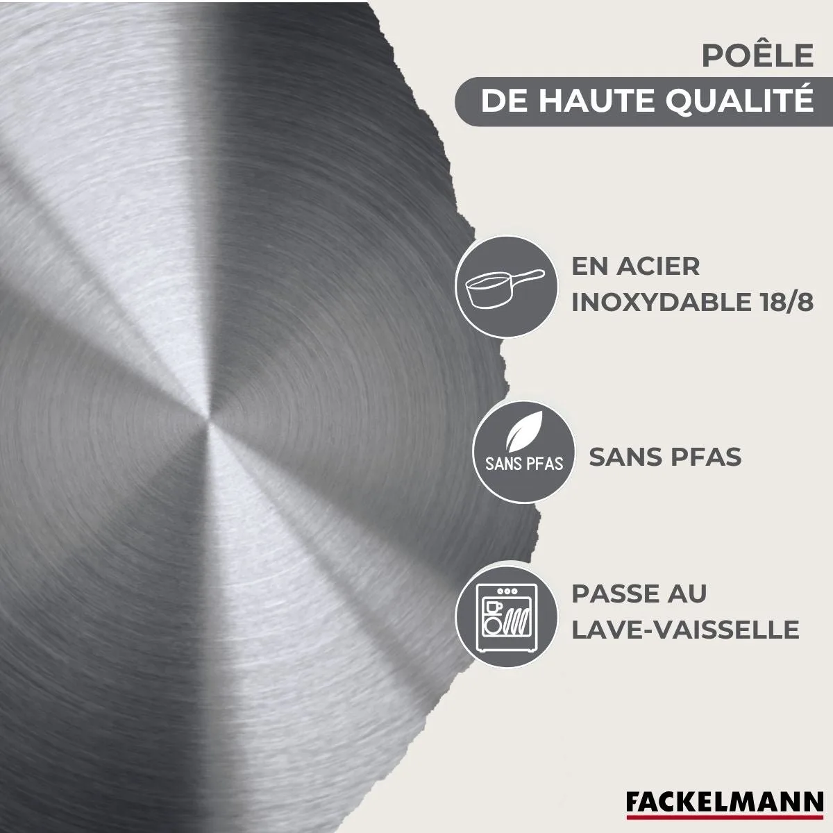 Set van 3 pannen 20, 24, 28 cm roestvrij staal, glazen deksels, 3 roestvrijstalen braadpannen 16, 20 en 24 cm en 6 roestvrijstalen keukengerei Fackelmann Geneva fra Fackelmann i Roestvrij staal, Sort – produktbillede