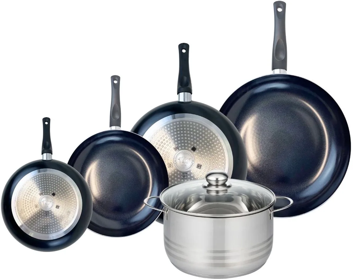 Set van 4 Koekenpannen 20, 24, 28 en 32 cm en 1 braadpan 24 cm Elo Prima Brillant de Fackelmann en Noir – photo produit