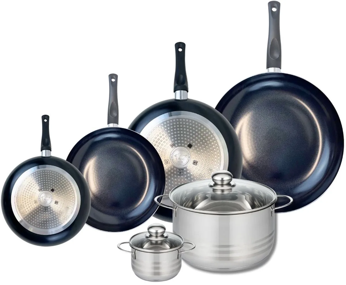 Set van 4 Koekenpannen 20, 24, 28 en 32 cm en 2 kookpotten 12 en 24 cm Elo Prima Brillant de Fackelmann en Noir – photo produit