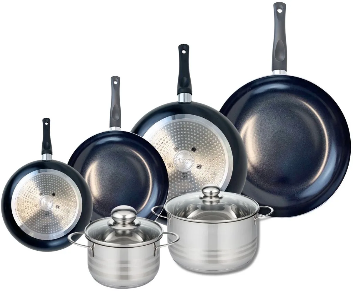 Set van 4 Koekenpannen 20, 24, 28 en 32 cm en 2 kookpotten 16 en 20 cm Elo Prima Brillant by Fackelmann in Black – product photo
