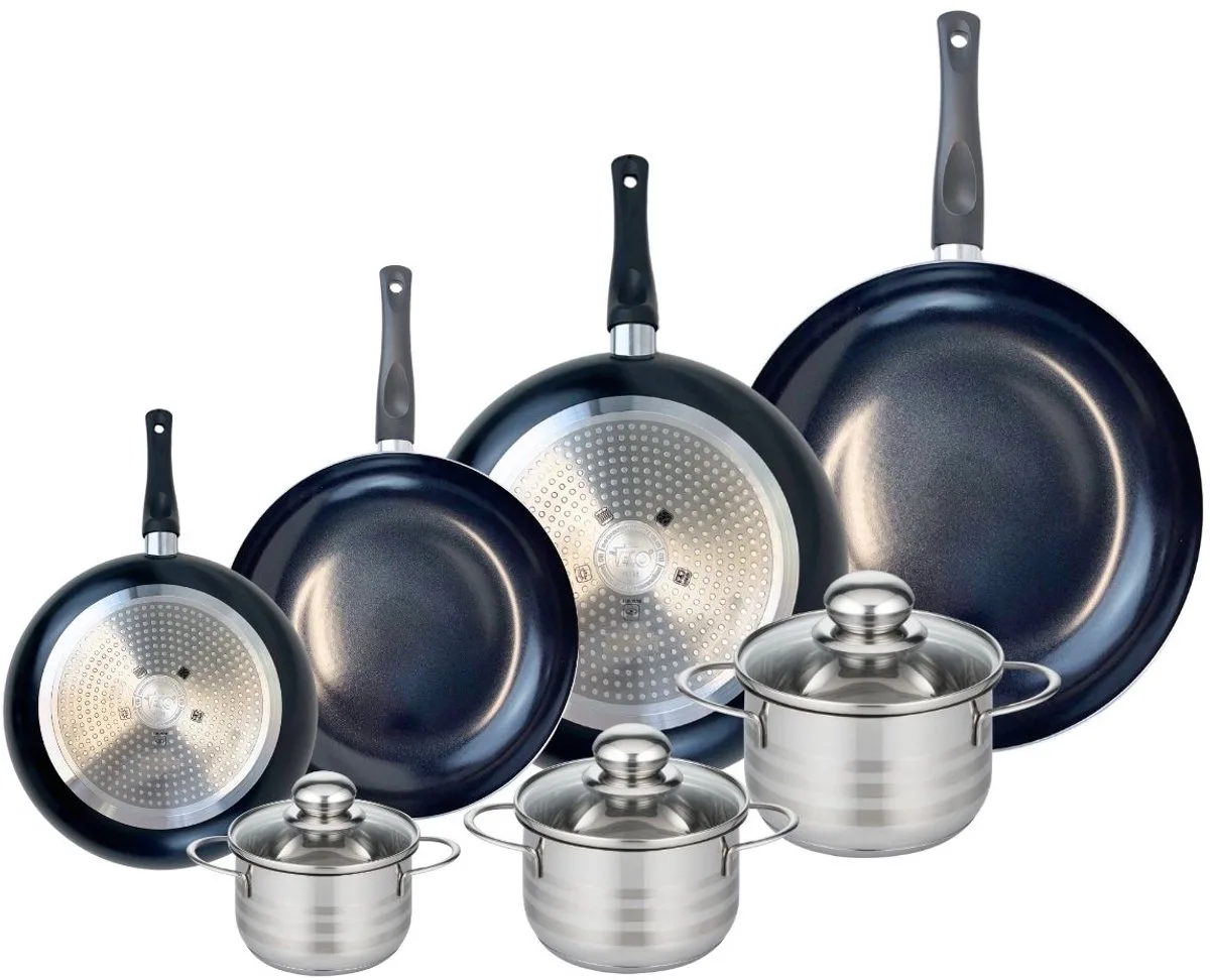 Set van 4 Kookpannen 20, 24, 28 en 32 cm en 3 braadpannen 12, 14 en 16 cm Elo Prima Brillant de Fackelmann en Noir – photo produit