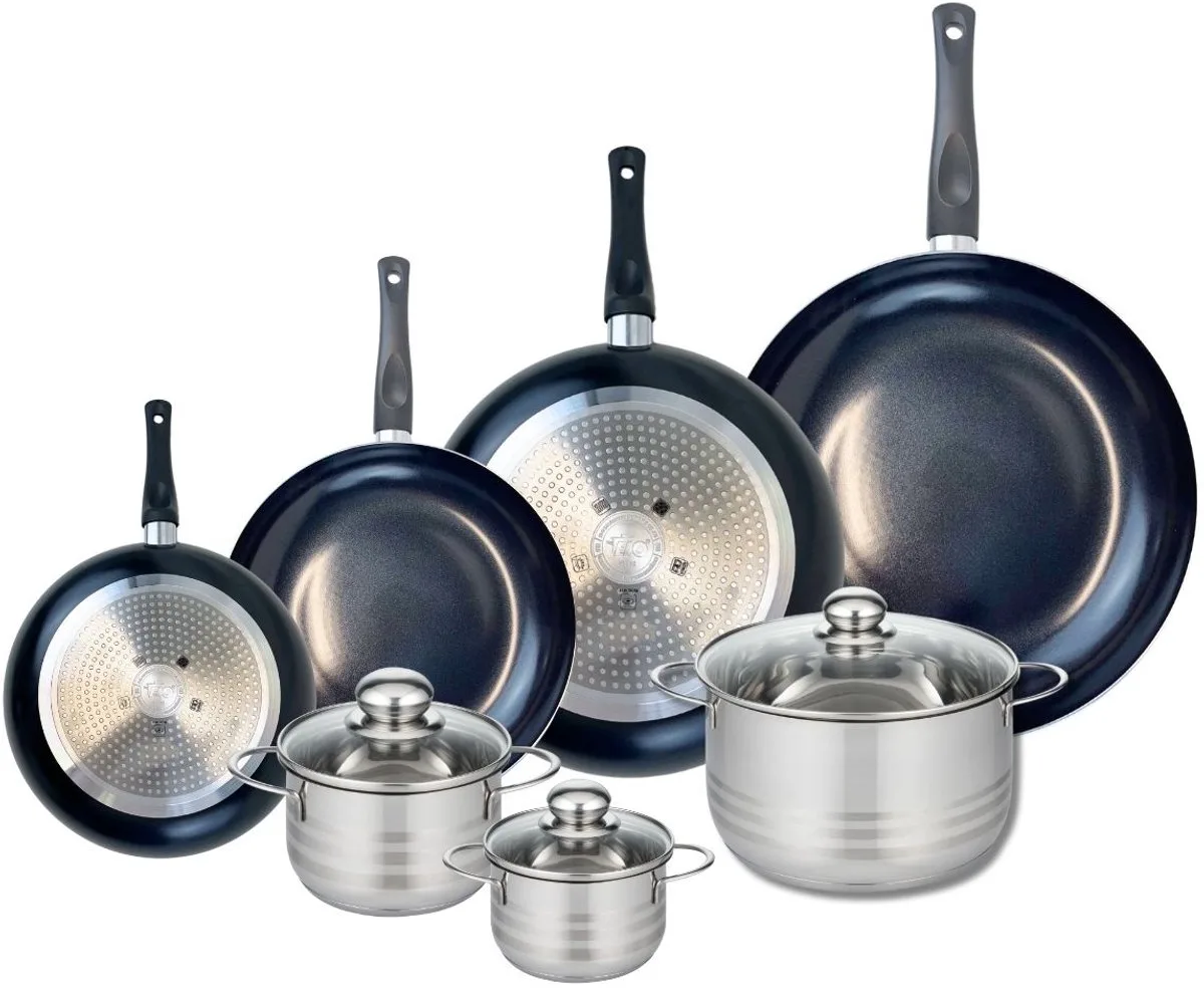 Set van 4 Kookpannen 20, 24, 28 en 32 cm en 3 braadpannen 12, 14 en 20 cm Elo Prima Brillant de Fackelmann en Noir – photo produit