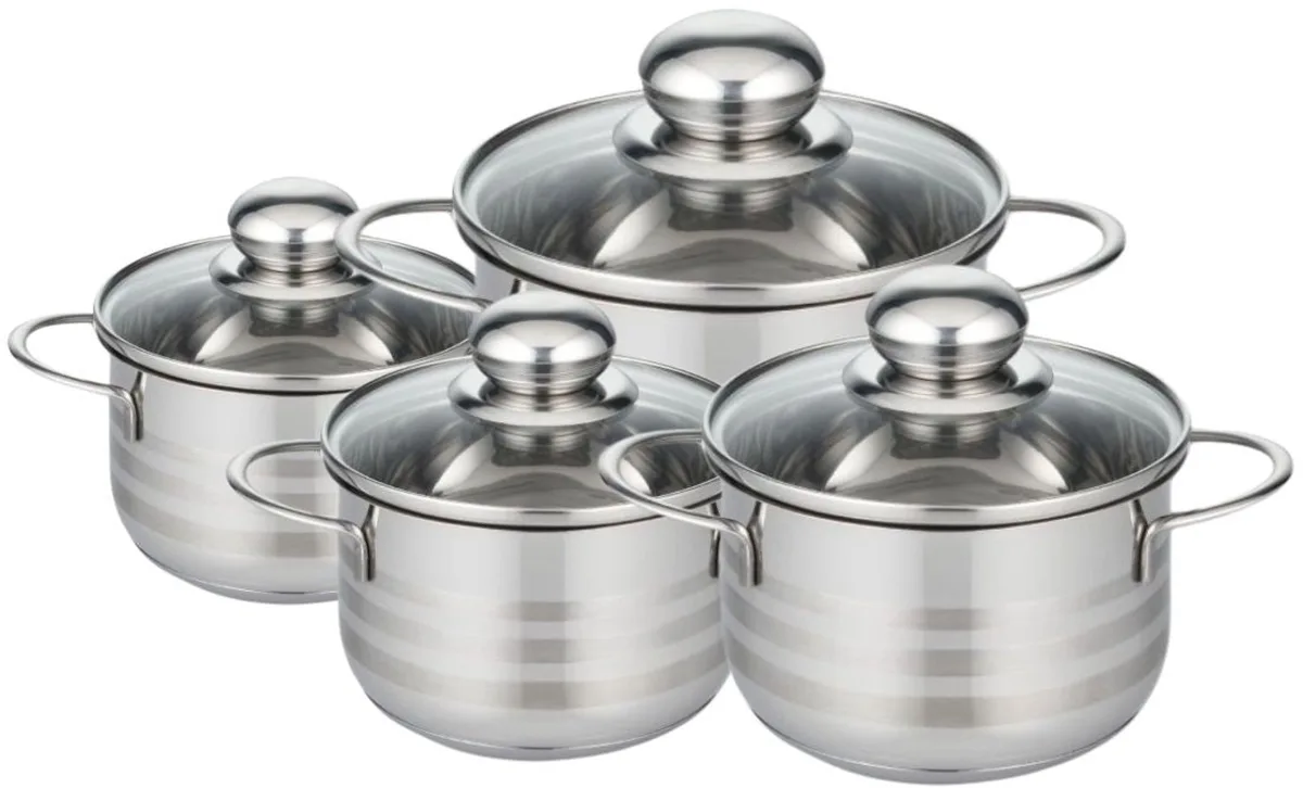 Set van 4 kookpotten 14, 16, 20 en 24 cm in roestvrij staal zonder PFAS Elo Brillant van Fackelmann in Grijs – productfoto
