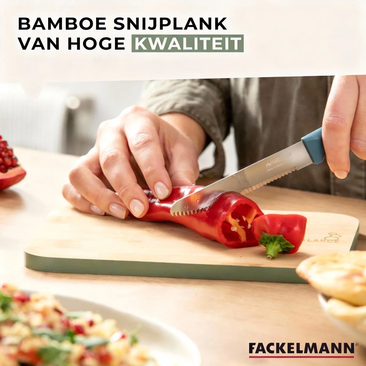 Snijplank van bamboe 21 x 15 cm Fackelmann Balance van Fackelmann in Groen, Bruin – productfoto