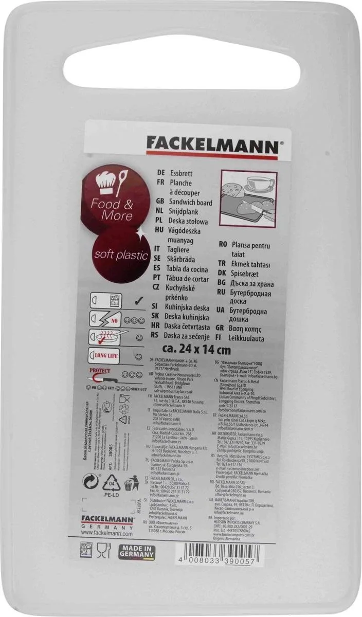 Snijplank van kunststof 24 x 14 cm Fackelmann de Fackelmann en Blanc – photo produit