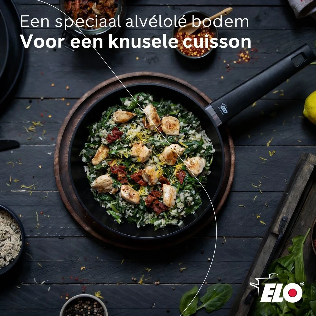 Wok 24 cm anti-aanbak zonder PFAS Elo Smart Wave de Fackelmann en Noir – photo produit