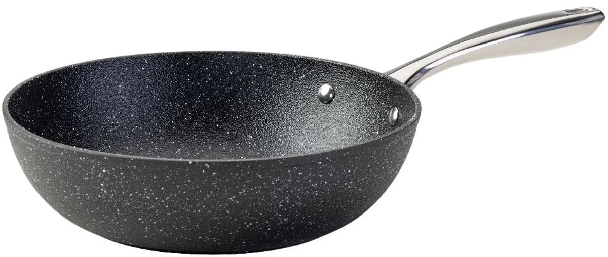 Wok 28 cm aluminiumgietijzer keramische antiaanbaklaag zonder PFAS Fackelmann von Fackelmann in Grau, Schwarz – Produktfoto