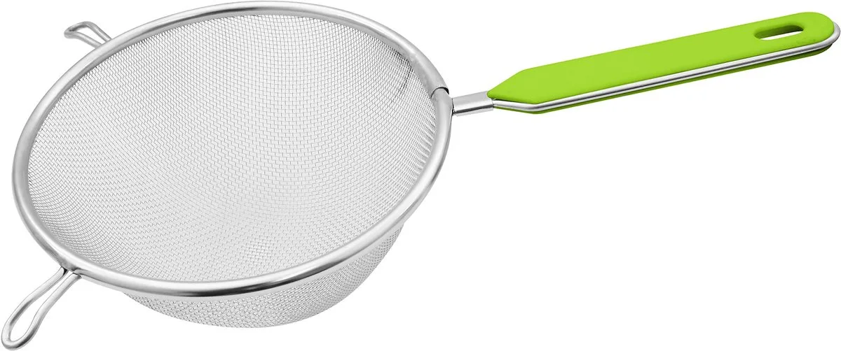 Zeef Ø 16 cm, keukenzeef van roestvrij staal, fijnmazige zeef met kunststof greepinzetstuk (kleur: groen/zilver), aantal: 1 stuk de Fackelmann en Multicolore – photo produit