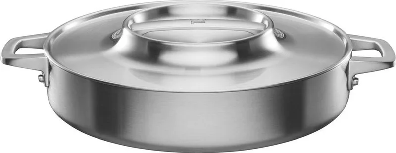 Braadpan - Norden Gecoat Staal - Bakpan voor alle Kookplaten - Ceratec™ antiaanbaklaag - Braadpan met Deksel de Fiskars en Rvs – photo produit