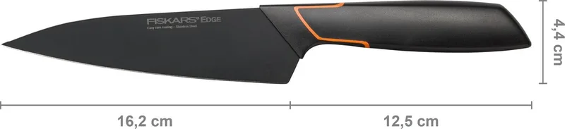 Edge Koksmes - Keukenmes - Japans Roestvrij staal - 15 cm by Fiskars in Black, Orange – product photo