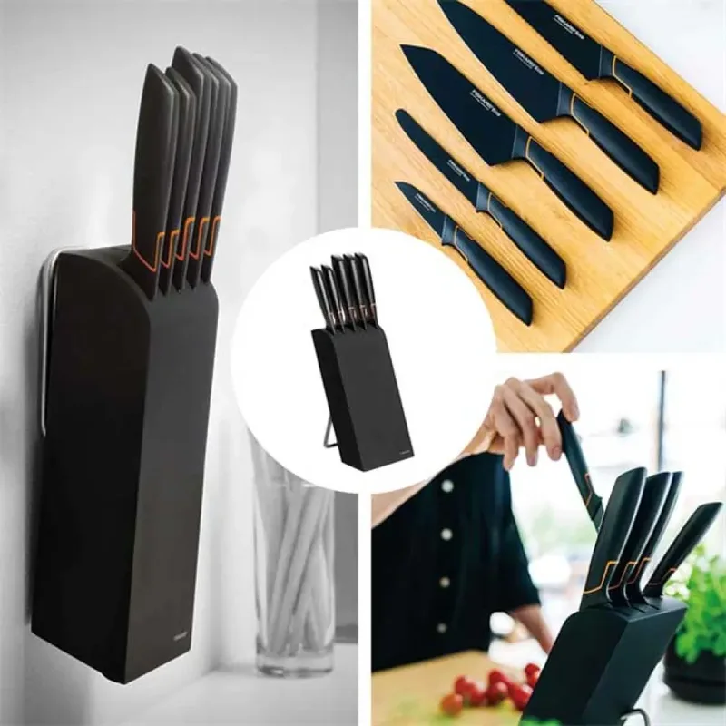 Edge Messerblock mit 5 Messer Schwarz von Fiskars in Schwarz, Orange – Produktfoto 4 von 6