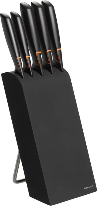 Edge Messerblock mit 5 Messer Schwarz von Fiskars in Schwarz, Orange – Produktfoto 1 von 6