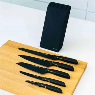 Edge Messerblock mit 5 Messer Schwarz von Fiskars in Schwarz, Orange – Produktfoto 3 von 6