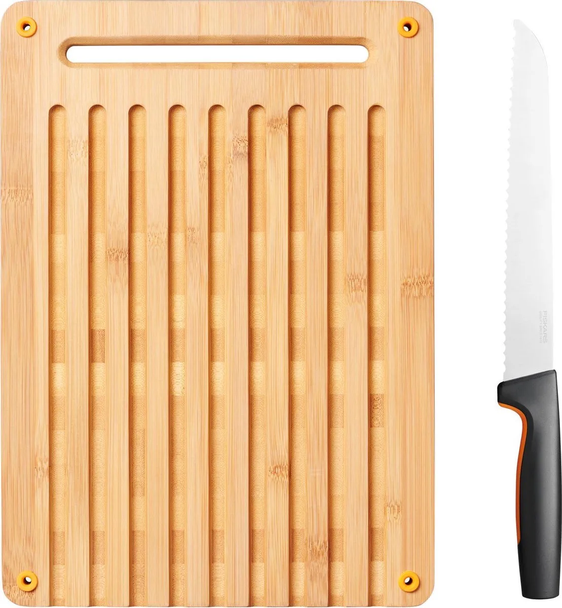 FF Bamboo bread board set - Broodplank van Fiskars in Houtkleur – productfoto