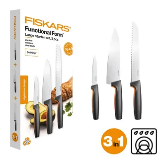 Functional Form Messenset - Keukenmessen - Softtouch Antislipbekkleding - 3-delig by Fiskars in Black – product photo 4 of 5