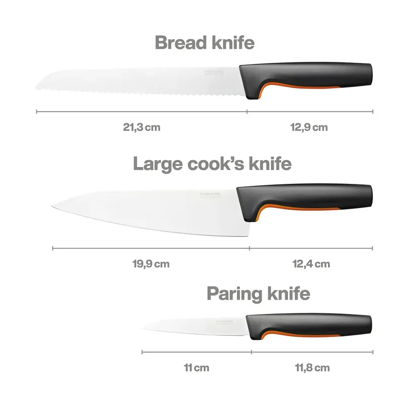 Functional Form Messenset - Keukenmessen - Softtouch Antislipbekkleding - 3-delig by Fiskars in Black – product photo 2 of 5