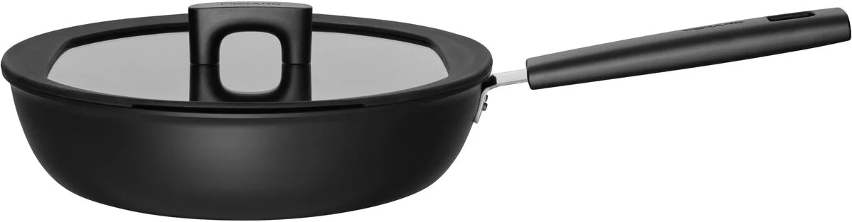 Hard Face Frituurpan met deksel - 28 cm inductie van Fiskars in Zwart – productfoto