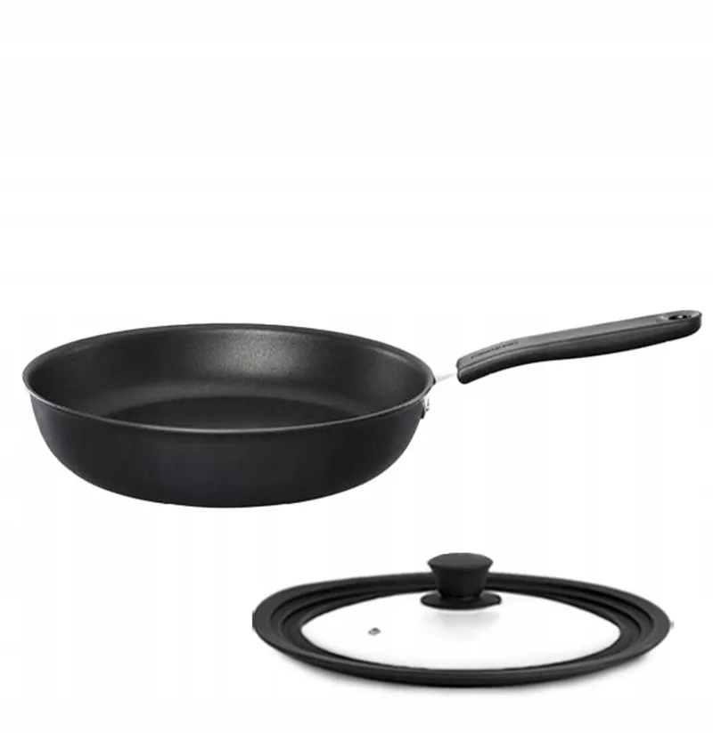 Kitch'n Koekenpan 28 cm met Antiaanbaklaag & Siliconen Deksel fra Fiskars i Sort – produktbillede