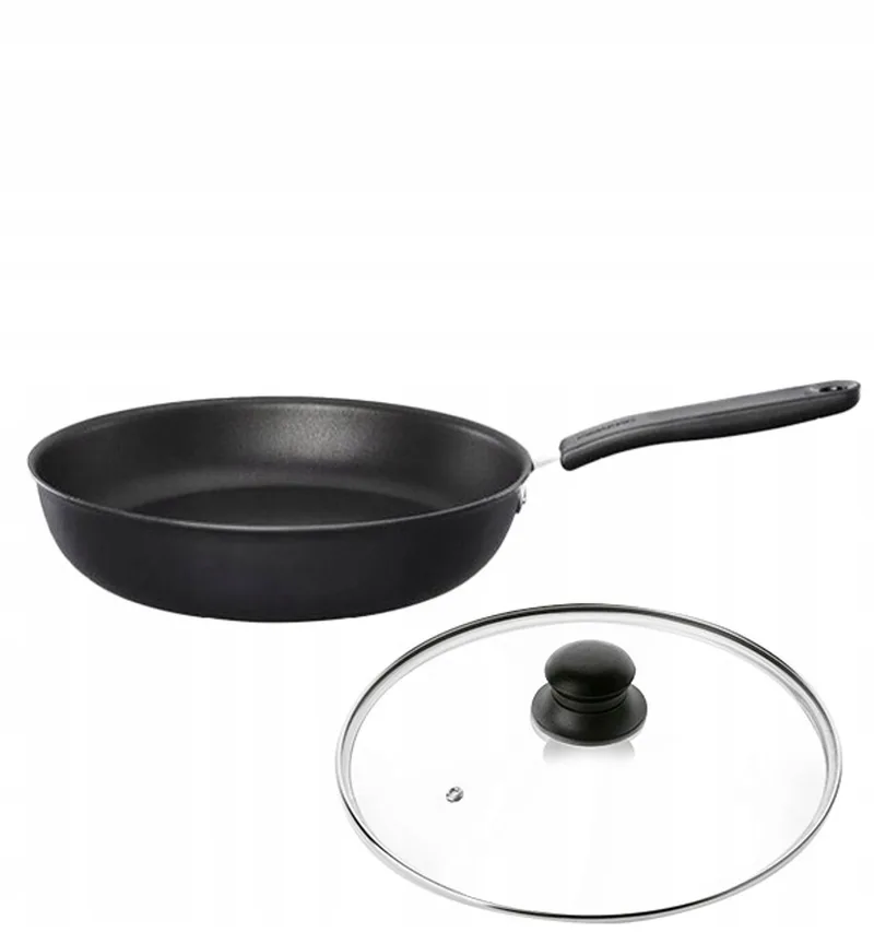 Kitch'n Koekenpan 28cm met Antiaanbaklaag & Deksel de Fiskars en Noir – photo produit