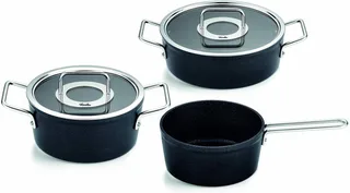 Adamant - Pannenset met Glazen Deksels - 3-Delig - Zwart de Fissler en Anthracite – photo produit 1 sur 3