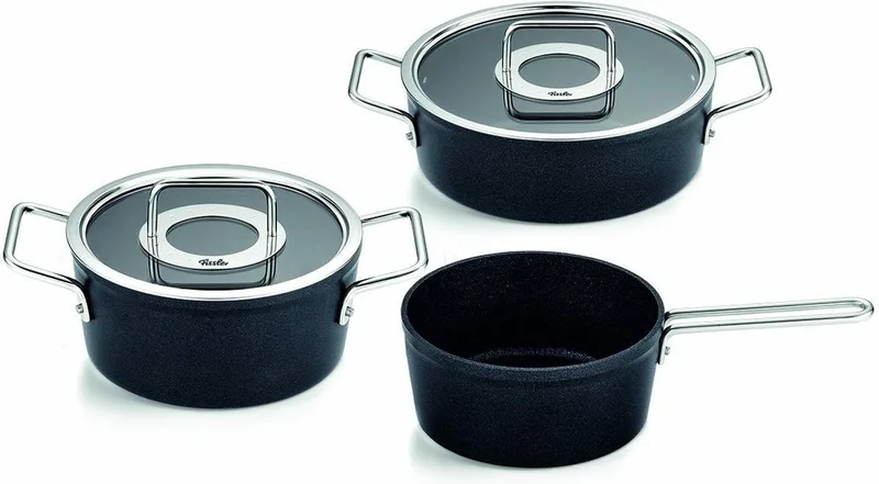 Adamant - Pannenset met Glazen Deksels - 3-Delig - Zwart de Fissler en Anthracite – photo produit 1 sur 3