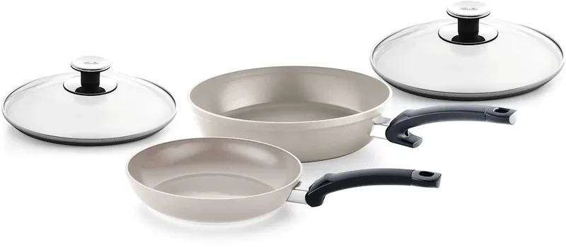 Ceratal Comfort Koekenpannen 24 + 28cm - met Deksels van Fissler in Grijstint – productfoto