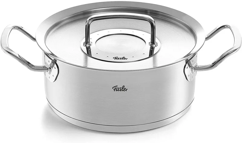Original-Profi Collection - Lage Kookpan met RVS Deksel - Elke Warmtebron - 24cm - RVS by Fissler in Rvs – product photo 2 of 5
