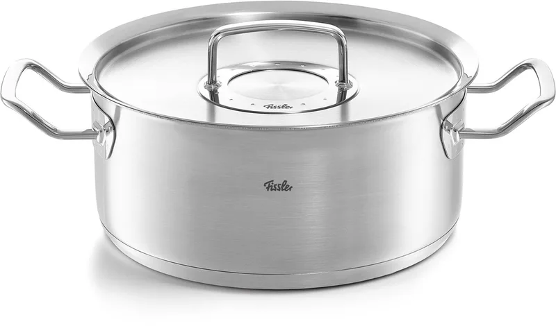 Original-Profi Collection - Lage Kookpan met RVS Deksel - Elke Warmtebron - 24cm - RVS by Fissler in Rvs – product photo 1 of 5
