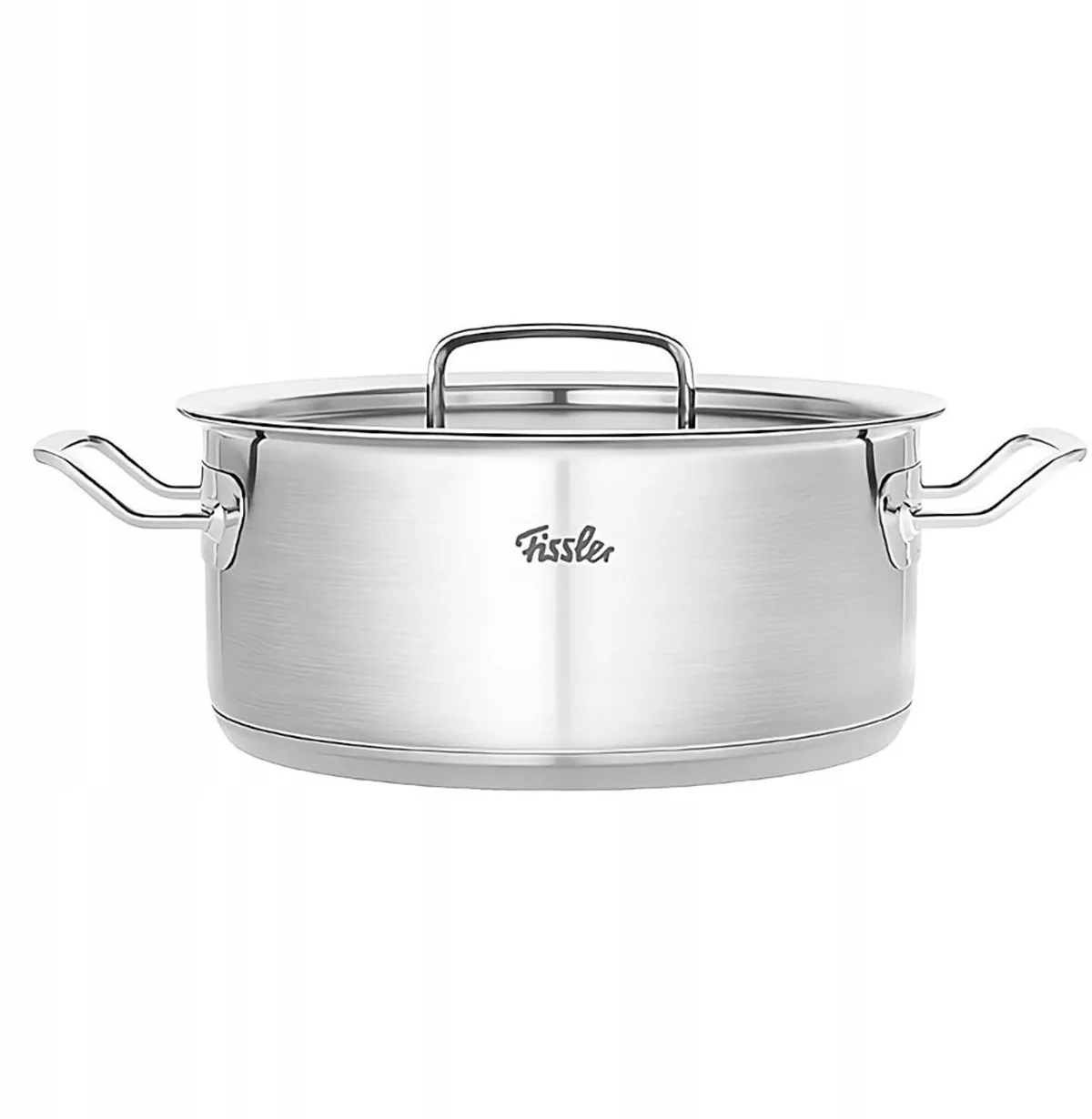 Original Profi Collection - RVS Kookpan - Laag met RVS Glasdeksel - 24 cm - 4.6 liter fra Fissler i Grå – produktbillede