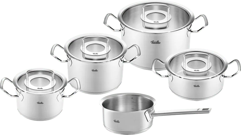 Original-Profi Collection Topf- und Pfannenset mit Glasdeckeln 5-teilig + Kasserolle by Fissler – product photo