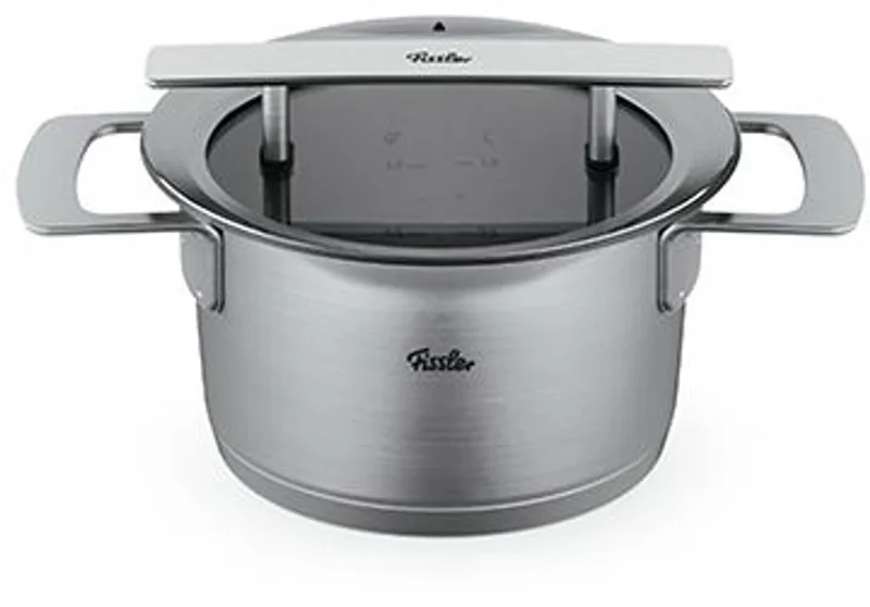 Phi Collection kookpan met Downdraft Glasdeksel 16cm von Fissler in Silber – Produktfoto 1 von 3