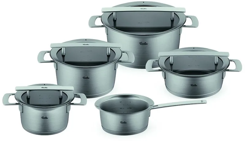 Phi Collection Pannenset met Glasdeksels, 5-delig van Fissler in Rvs – productfoto