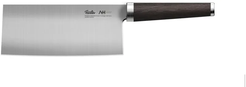 PrimeCut Chinees Koksmes 18 cm – Professioneel RVS Hakmes – HRC 60 – Gerookt Eikenhouten Handvat – Made in Germany by Fissler in Eikenhout – product photo
