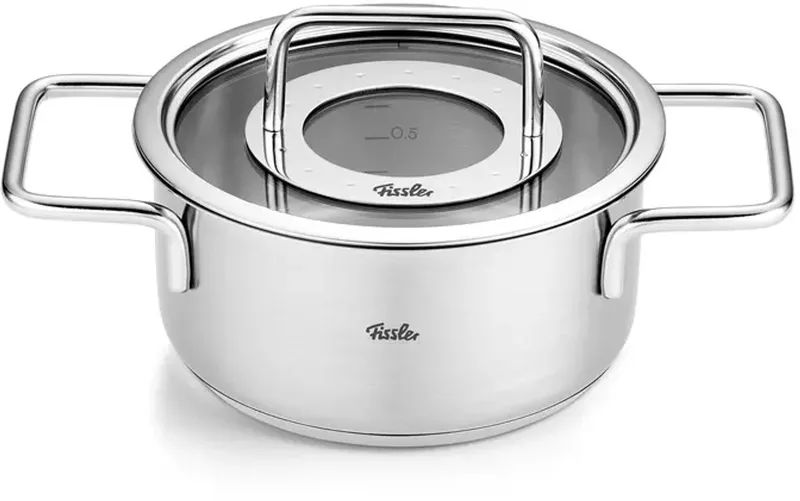 Pure Collection - Kookpan 16cm – Inclusief Glasdeksel – Geschikt voor alle warmtebronnen by Fissler in Rvs – product photo