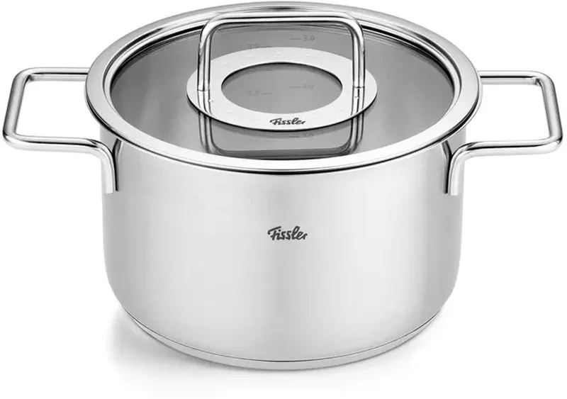 Pure Collection - Kookpan - 20cm – Met Glasdeksel – Geschikt voor Alle Warmtebronnen by Fissler in Rvs – product photo