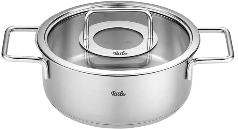Pure Collection - Kookpan Laag met Glasdeksel - 3.9 Liter - 24cm von Fissler in Rvs – Produktfoto