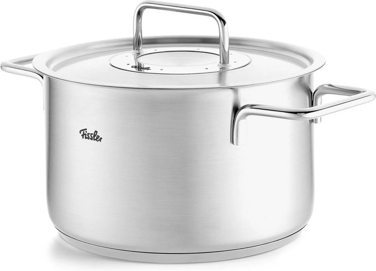 Pure Kookpan hoog met Deksel - Ø 20cm - 2,6L van Fissler in Zilver – productfoto