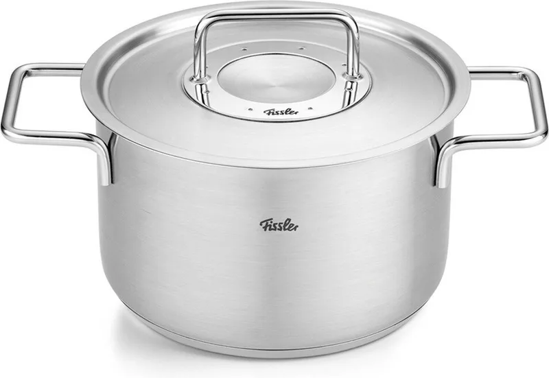 Pure Kookpan Hoog met Rvs Deksel - Ø 24cm - 4,6L de Fissler en Argent – photo produit