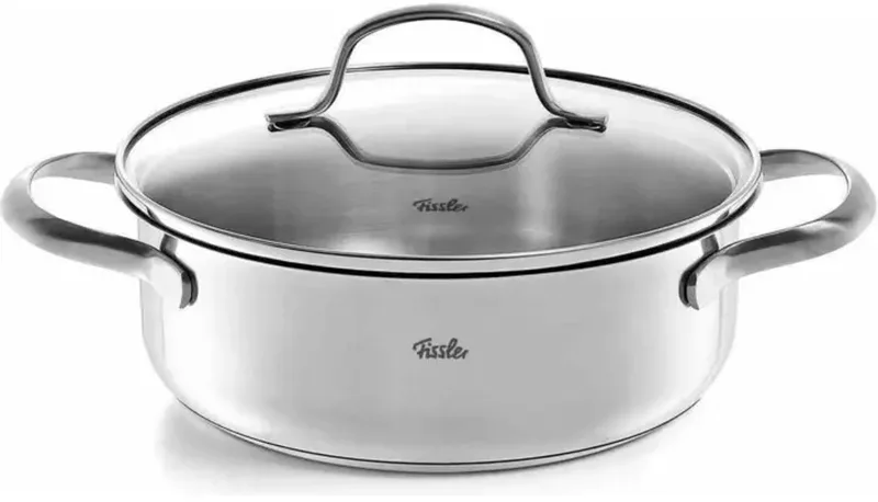 San Francisco - Kookpan Laag met Glasdeksel - 20cm - PTFE & PFAS vrij fra Fissler i Rvs – produktbillede