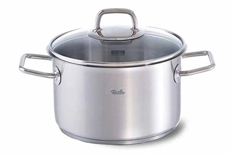 Viseo Kookpan – 20 cm – Met Glasdeksel – RVS – Geschikt voor Alle Warmtebronnen inclusief Inductie van Fissler in Zilver – productfoto