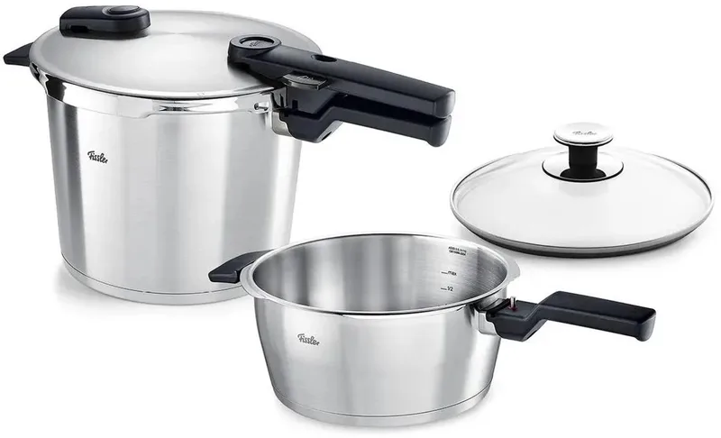 Vitaquick Premium Snelkookpan-set 3.5L & 6L met stoominzet de Fissler en Rvs – photo produit