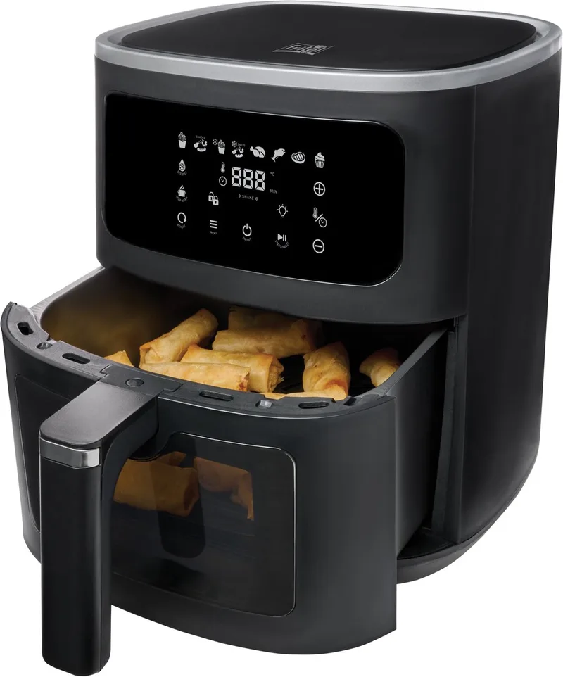 Airfryer SnackTastic® 7620 – Heteluchtfriteuse 8L - Airfryer XXL – 1700W – Voor 1-8 Personen – Touchscreen – Airfryer met Kijkvenster & Verlichting – 8 Programma’s – PFAS-vrij von Fritel in Schwarz – Produktfoto