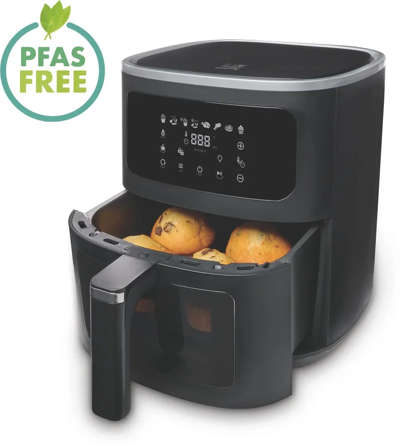 Airfryer SnackTastic® 7720 – Heteluchtfriteuse 8L XXL – 1700W – Voor 1-8 Personen – Touchscreen – Airfryer met Kijkvenster & Verlichting – 8 Programma’s – PFAS-vrij von Fritel in Schwarz – Produktfoto