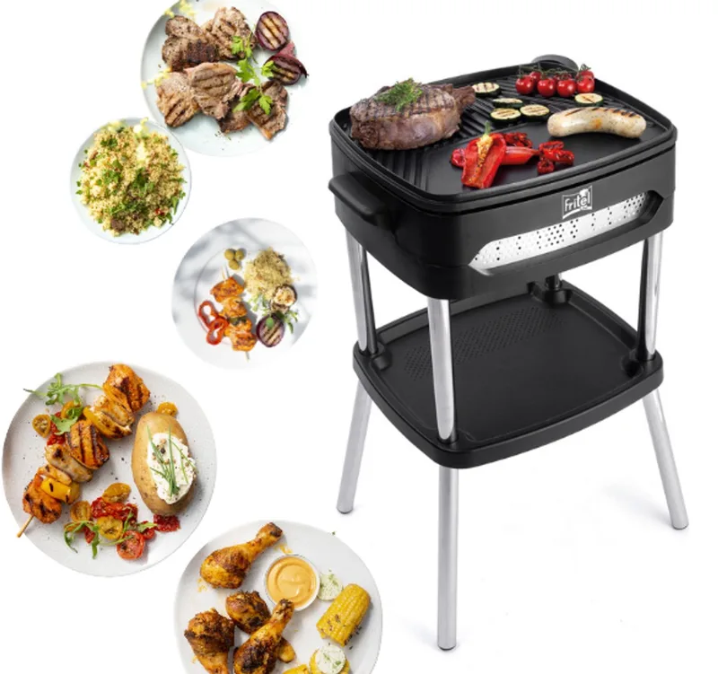 barbecue BBQ 3256 - Elektrische bbq / Tafelgrill - Groot Grillopp. 40x36cm - 2000W - Afneembare plaat + Deksel de Fritel en Noir – photo produit