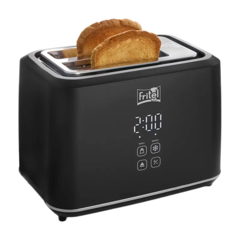Broodrooster TO 2995 - Stijlvolle Broodrooster - 2 Sleuven - 7 Toastniveaus - 850 W - Touch Display - Mat Zwart - Uitneembare Kruimellade + Broodjesrek by Fritel – product photo