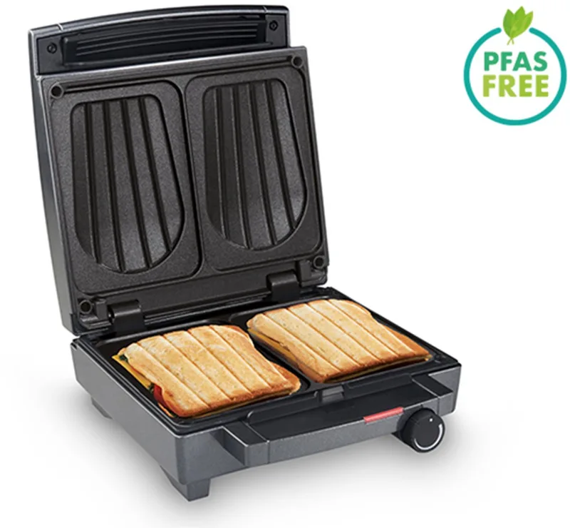 Croquemachine SW 1451 - Tosti-apparaat / Croque Monsieur Machine - 22x29cm - 1400W - 2XL Croques - Vaste platen - Verticale opberging - PFAS-vrij von Fritel in Antraciet metallic – Produktfoto