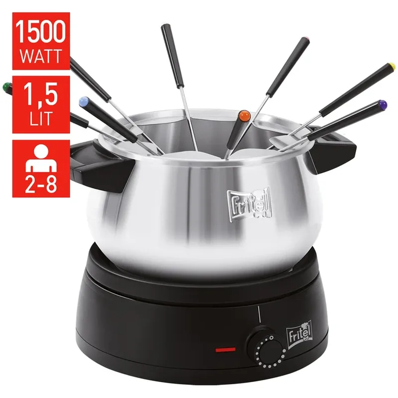 Fondue FO 2470 - Elektrische fondueset/fonduepan - Kerstcadeau/Feestcadeau - 1,5 L - 1500 W - Voor 2 tot 8 personen + 8 fonduevorken - PFAS-vrij van Fritel – productfoto