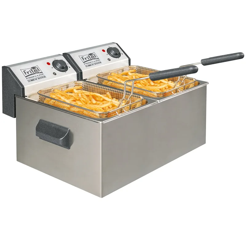 friteuse Profi 3855 Duo - professionele friteuse / friteuse - 2 x 5 l - stofwerend deksel - olie + vast vet van Fritel – productfoto