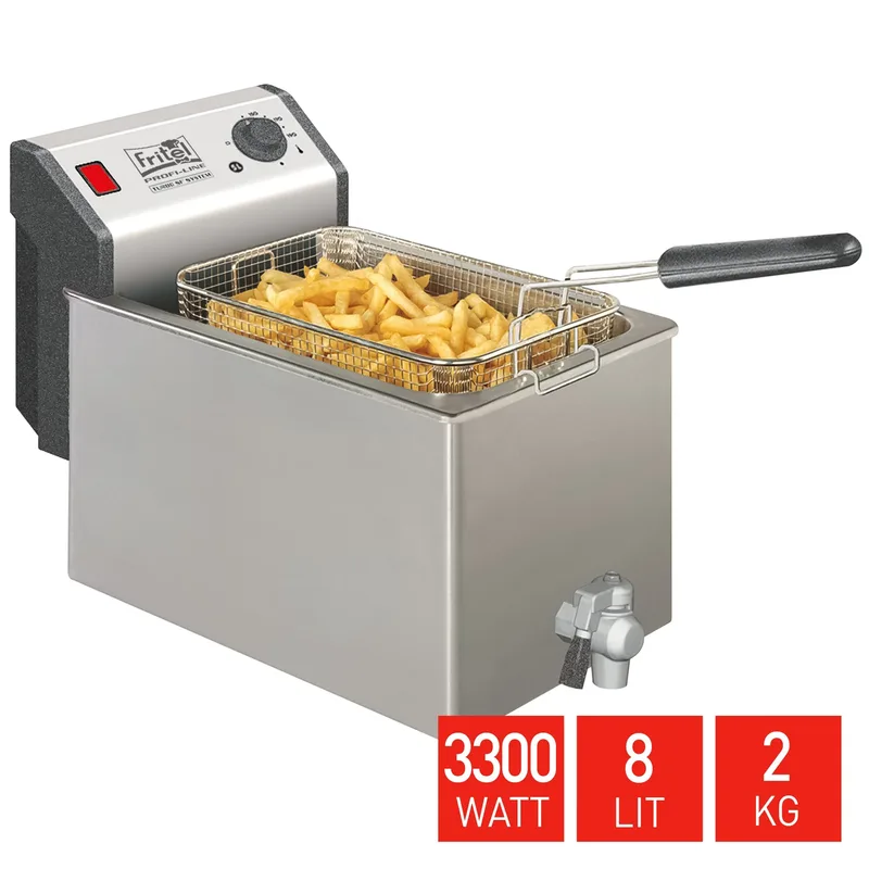 Friteuse Profi 4620 - Professionele Friteuse/Friteuse voor Horeca - 8 L - 3300 W - Stofdeksel - Aftapkraan - Geschikt voor Olie en Vast Vet van Fritel – productfoto